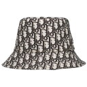 ディオール DIOR サイズ:59 95TDD923A130 オブリーク総柄リバーシブルバケットハット(ブラック×ベージュ)【215052】【SS13】【小物】【中古】bb132#rinkan*B