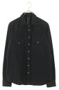 クロムハーツ Chrome Hearts サイズ:S DENIM WESTERN デニムウエスタン 袖クロスパッチクロスボールボタンデニム長袖シャツ(ブラック×シルバー)【628052】【NO05】【メンズ】【中古】bb310#rinkan*B