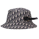 ディオール DIOR サイズ:M 293C906G5763 ローラー付オブリーク総柄バケットハット(ネイビー×ベージュ)【415052】【SB01】【小物】【中古】bb380#rinkan*B