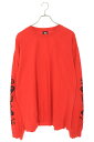 ステューシー STUSSY サイズ:XL 袖ロゴプリント長袖カットソー(レッド)【106052】【BS99】【メンズ】【中古】bb443#rinkan*B