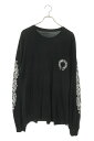 クロムハーツ Chrome Hearts サイズ:XL CH L S 1 袖フローラルバックホースシュープリント長袖カットソー(ブラック)【515052】【SJ02】【メンズ】【中古】bb17#rinkan*B
