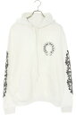クロムハーツ Chrome Hearts サイズ:M SWTSHRT PLV 袖フローラルバックホースシュープリントパーカー(ホワイト×ブラック)【615052】【OS06】【メンズ】【中古】bb214#rinkan*S