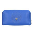 クロムハーツ Chrome Hearts REC F ZIP BS BSフレア装飾ラウンドジップレザーウォレット財布(ブルー×シルバー)【515052】【GZ...