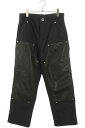 クロムハーツ Chrome Hearts サイズ:30インチ CARPENTER DOUBLE KNEE レザー切り替えナイロンカーペンターロングパンツ(ブラッ...