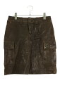 クロムハーツ Chrome Hearts サイズ:M クロスボールレザーカーゴスカート(ブラウン×シルバー)【615052】【SJ02】【レディース】【中古】bb412#rinkan*B