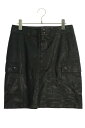 クロムハーツ Chrome Hearts サイズ:S クロスボールボタンパンチングレザースカート(ブラック×シルバー)【615052】【SJ02】【レディース】...
