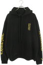 クロムハーツ Chrome Hearts サイズ:L SWTSHRT PLV オンライン限定ヴァーティカルロゴグリッタープリントパーカー(ブラック×ゴールド)【715052】【SS07】【メンズ】【中古】bb377#rinkan*B