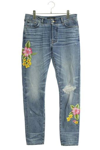 アミリ AMIRI サイズ:34インチ フラワーワッペン付きスキニーデニムパンツ(インディゴ)【815052】【OM10】【メンズ】【中古】bb412#rinkan*A アミリ AMIRI サイズ:34インチ フラワーワッペン付きスキニーデニムパンツ(インディゴ)【815052】【OM10】【メンズ】【中古】bb412#rinkan*A