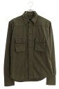 クロムハーツ Chrome Hearts サイズ:S ARMY FBRC BS FLUER アーミーシャツ BSフレアボタンミリタリー長袖シャツ(カーキ×シルバー)【915052】【SJ02】【メンズ】【中古】bb433#rinkan*B