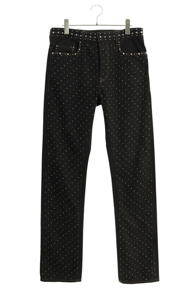 楽天RINKANプラダ PRADA　サイズ:29インチ GEP271 S182 1RH2 スタッズ装飾デニムパンツ（ブラック×シルバー）【025052】【BS55】【メンズ】【中古】bb409#rinkan*B