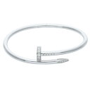 カルティエ Cartier サイズ:17 K18WG ジュストアンクル ハーフダイヤ 新型 JUSTE UN CLOU DIAブレスレット(ホワイトゴールド×ク...