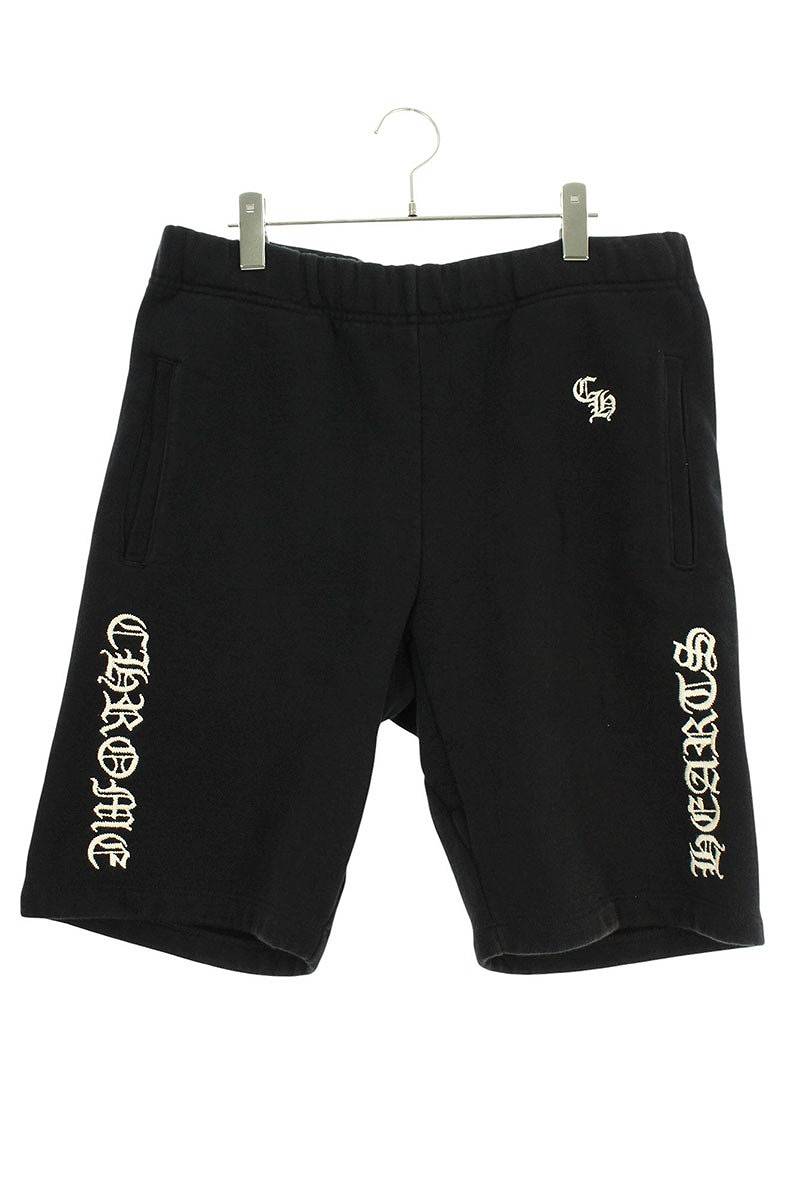 クロムハーツ Chrome Hearts　サイズ:M SLO RIDE ロゴ刺繍スウェットハーフパンツ(ブラック)【625052】【FK04】【メンズ】【中古】bb316#rinkan*B