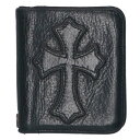 クロムハーツ Chrome Hearts DR DIGIACOMO ディジャコモ クロスパッチグロメット付きレザー二つ折り財布(ブラック)【525052】【S...