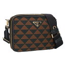 プラダ PRADA 2VH069 エンブロイダリーファブリックショルダーバッグ(ブラウン×ブラック)【625052】【SB01】【小物】【中古】bb380#rinkan*A
