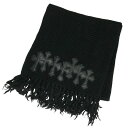 クロムハーツ Chrome Hearts クロスパッチ付きカシミアマフラー(ブラック)【806052】【OS06】【小物】【中古】bb410#rinkan*B