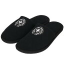 クロムハーツ Chrome Hearts サイズ:L ホースシュー刺繍ホテルスリッパ(ブラック)【825052】【SS07】【小物】【中古】bb376#rink...
