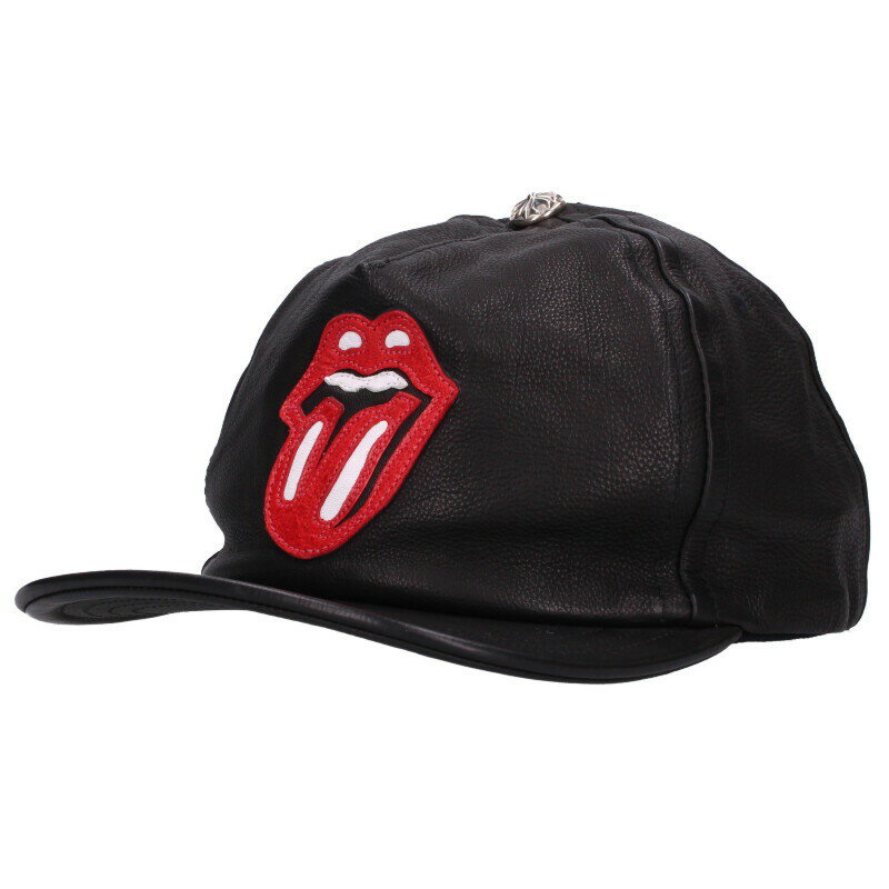 クロムハーツ Chrome Hearts サイズ:ONE SIZE リップアンドタンレザーベースボールキャップ(ブラック×シルバー×レッド)【825052】【N...