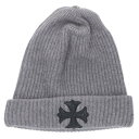 クロムハーツ Chrome Hearts サイズ:ONE SIZE CHプラスレザーパッチカシミア帽子(グレー×ブラック)【825052】【SS07】【小物】【...