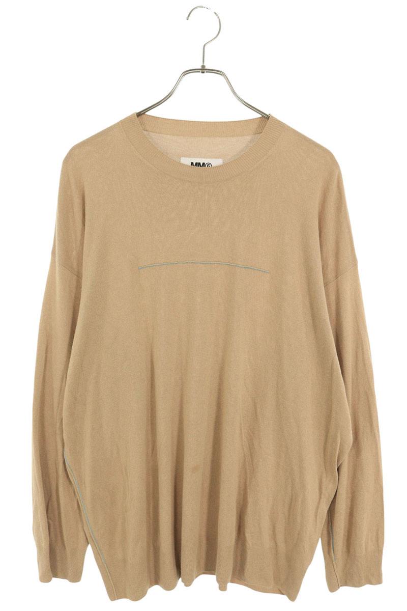 エムエムシックス MM6　サイズ:S S52HA0140 オーバーサイズステッチデザインニット(ベージュ)【825052】【BS99】【レディース】【中古】bb187#rinkan*B