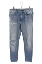 サンローランパリ SAINT LAURENT PARIS サイズ:29インチ 509735 YA877 ダメージ加工デニムパンツ(ライトブルー)【825052】【BS99】【レディース】【中古】bb187#rinkan*B