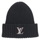 ルイヴィトン LOUISVUITTON サイズ:S M77277 ビーニー・オンリー LV LVエンブロイダリービーニーニットキャップ(ブラック)【606052】【BS99】【小物】【中古】bb33#rinkan*A
