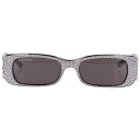 バレンシアガ BALENCIAGA サイズ:51□18-130 BB0096S Dynasty Rectangle ラインストーン装飾レクタングルフレームサングラス((フレーム)ブラック×シルバー×クリア)【206052】【FK04】【小物】【中古】bb223#rinkan*A(4)