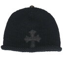 クロムハーツ Chrome Hearts サイズ:ONE SIZE BEANIE CASH クロスパッチ付きビーニー帽子(ブラック×シルバー)【035052】【...