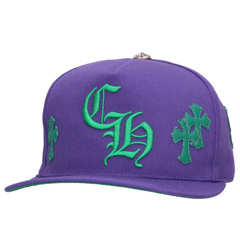 クロムハーツ Chrome Hearts サイズ:ONE SIZE CH HAT CH刺繍クロスパッチベースボール帽子(パープル×グリーン×シルバー)【0350...