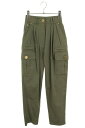 バルマン BALMAIN サイズ:34 5743D086 金ボタンカーゴロングパンツ(カーキ)【106052】【BS99】【レディース】【中古】bb411#rinkan*B