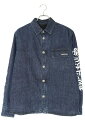 クロムハーツ Chrome Hearts サイズ:S WORKN JNKYD PLD アームロゴプリント中綿シャツブルゾン(インディゴ×ホワイト)【106052...