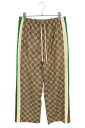 グッチ GUCCI サイズ:S 671496 XJD1G GG柄サイドスナップトラックロングパンツ(カーキ×レッド×グリーン×オフホワイト)【206052】【BS55】【レディース】【中古】bb344#rinkan*A