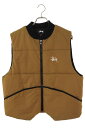 ステューシー STUSSY サイズ:M PRIMALOFT QUILTED VEST ロゴ刺繍プリマロフト中綿ベスト(ブロンズ調)【206052】【BS99】【メンズ】【中古】【準新入荷】bb99#rinkan*B