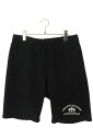 クロムハーツ Chrome Hearts サイズ:M SAILIN ON HLF PNTS セメタリークロス刺繍スウェットハーフパンツ(ブラック×シルバー)【3...