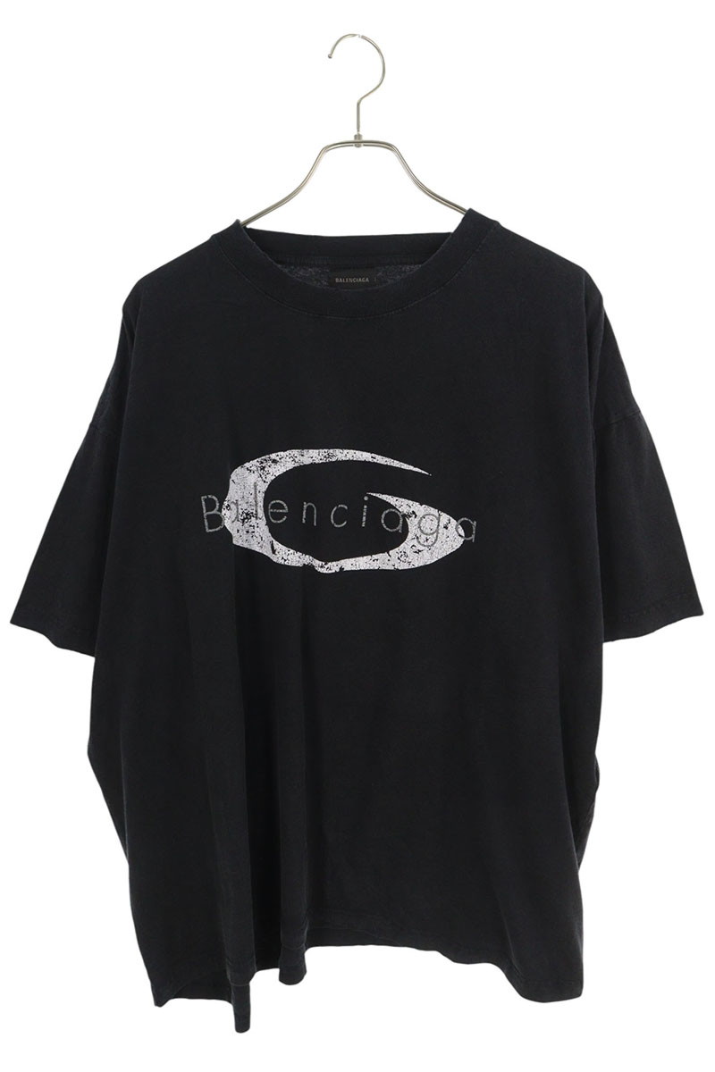 バレンシアガ BALENCIAGA サイズ:L 25SS 826346 TSVE9 ロゴプリントボクシーTシャツ(ブラック)【606052】【OM10】【メンズ...