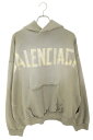 バレンシアガ BALENCIAGA サイズ:M 25SS 744441 TQVA9 テープロゴダメージ加工パーカー(カーキ)【606052】【SB01】【メンズ...