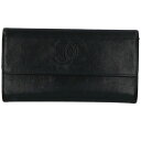 シャネル CHANEL ココマークフラップレザー長財布(ブラック)【107052】【BS99】【小物】【中古】bb390#rinkan*C