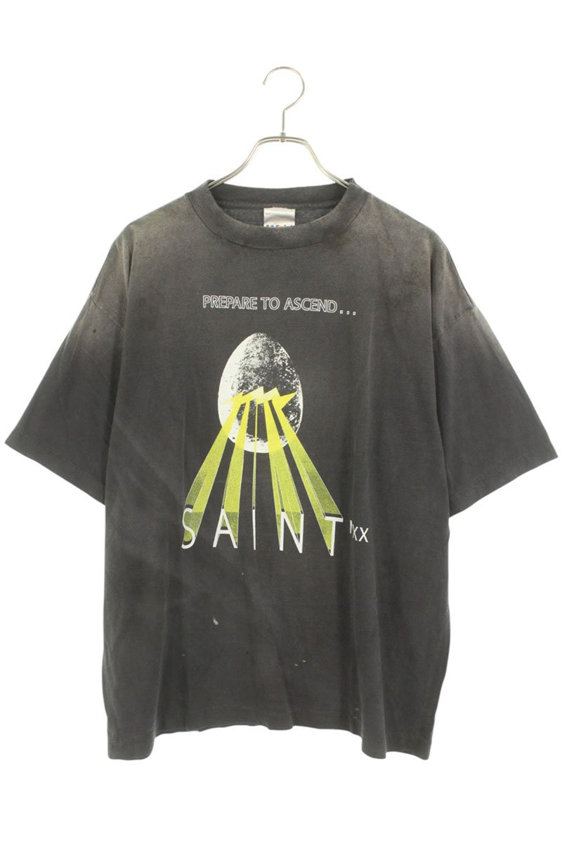 セントマイケル SAINT MICHAEL　サイズ:L 25SS SM-HR8-0000-007 エッグプリントヴィンテージ加工Tシャツ(グレー)【706052】【SB01】【メンズ】【中古】bb170#rinkan*S