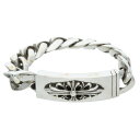 クロムハーツ Chrome Hearts サイズ:13LINK ID FLORAL CRS フローラルクロスIDクラシック シルバーブレスレット(シルバー 121.98g)【906052】【GZ11】【小物】【中古】bb455#rinkan*B