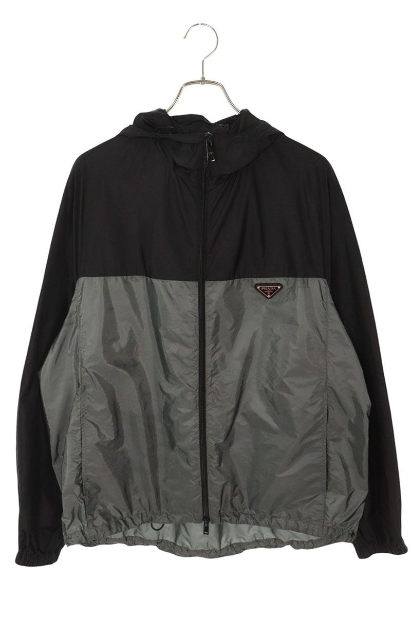 プラダ PRADA サイズ:S SGC601 三角ロゴプレートナイロンブルゾン(ブラック×グレー)【706052】【SB01】【メンズ】【中古】bb18#rinkan*B