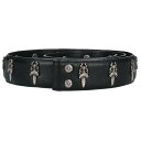 クロムハーツ Chrome Hearts サイズ:34 STRAP No5 DGGR #5ダガーローデット レザーベルト(ブラック×シルバー)【706052】【...
