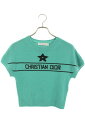 クリスチャンディオール Christian Dior サイズ:34 24AW 424S68AM054 DIORIVIERA カシミアニットTシャツ(グリーン調)【116052】【BS99】【レディース】【中古】bb87#rinkan*A