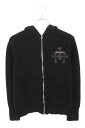 クロムハーツ Chrome Hearts サイズ:S Y NOT レザークロスパッチカシミアニットジップパーカー(ブラック×シルバー)【116052】【SJ02】【メンズ】【中古】bb396#rinkan*A