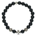 クロムハーツ Chrome Hearts 8mm BEAD 8mmビーズブレス BEAD8mmブラックトルマリンビーズブレスレット(ブラック×シルバー 総重量25.87g)【516052】【SS07】【小物】【中古】bb389#rinkan*B(4)