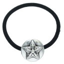クロムハーツ Chrome Hearts HAIRBAND スターボタンヘアゴム シルバーコンチョ(ブラック×シルバー 総重量15.58g)【216052】【...