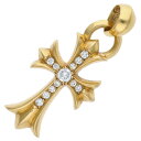 クロムハーツ Chrome Hearts 22K CH CRS SML W BALE P D スモールCHクロス Wベイル PAVEダイヤ ゴールドネックレス...