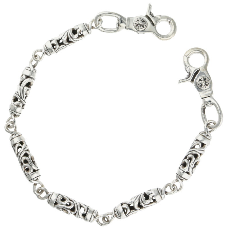 クロムハーツ Chrome Hearts サイズ:6LINK ROLLER SHORT-T 2クリップ 6LINKショートローラー シルバーウォレットチェーン(...