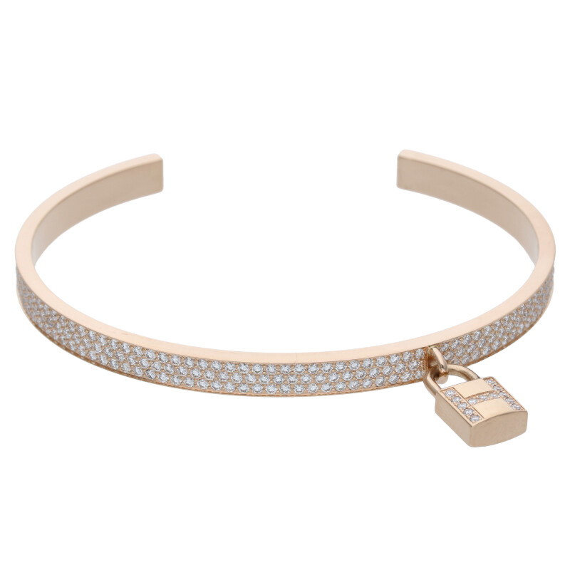 エルメス HERMES　サイズ:XS ケリークロシェット K18PGダイヤモンドブレスレット(ピンクゴールド×クリア 16.2g)【316052】【GZ14】【小物】【中古】bb30#rinkan*A