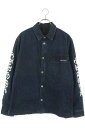 クロムハーツ Chrome Hearts サイズ:L WORK'N SHIRT GARAGE WSH DNM 袖ロゴプリント裏地キルティングデニムブルゾン(インディゴ×シルバー)【316052】【SJ02】【メンズ】【中古】bb17#rinkan*S
