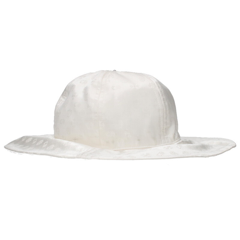 クロムハーツ Chrome Hearts サイズ:L シルク総柄クロスボールボタンバケットハット(ホワイト×シルバー)【416052】【SJ02】【小物】【中古...