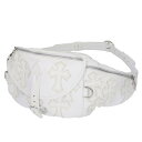 クロムハーツ Chrome Hearts #1 SNAT PACK CROSS PATCH スナットパック クロスパッチ装飾レザーウエストバッグ(ホワイト×シ...
